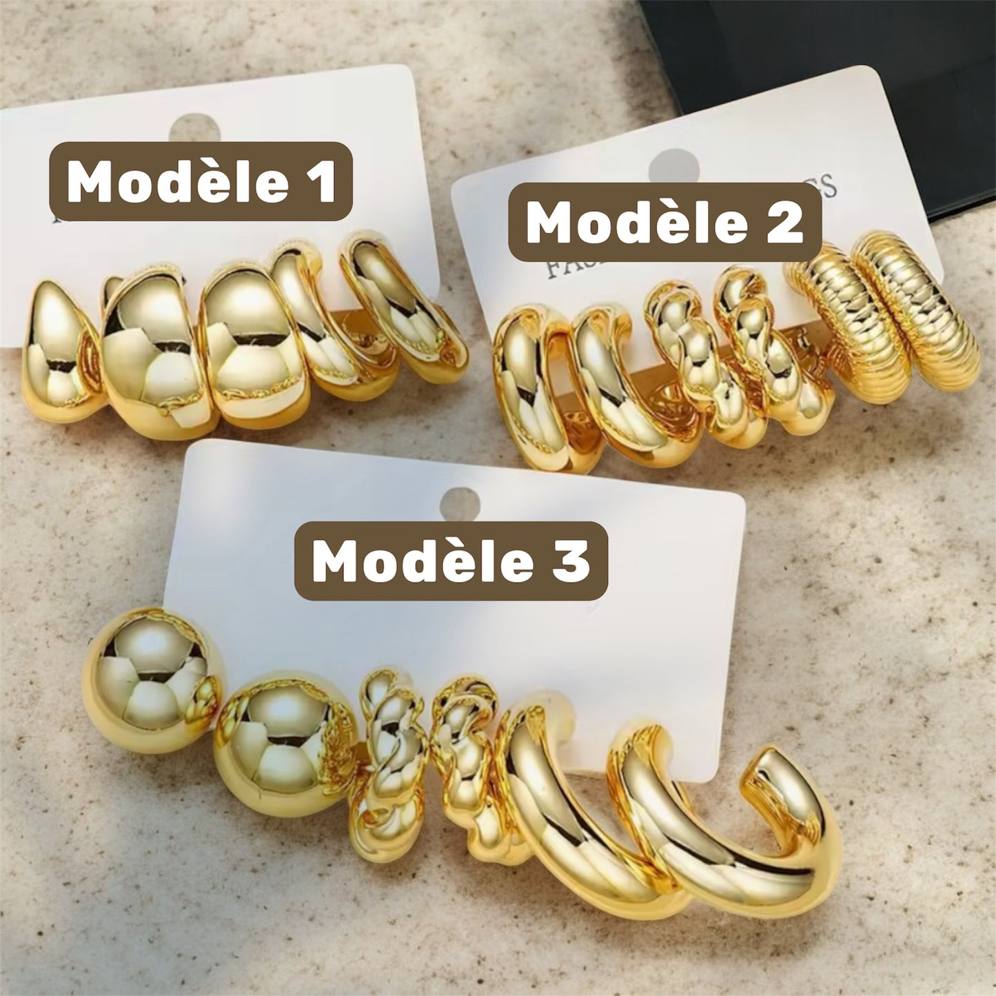 Lot de boucles d’oreilles “Mila” – Trio tendance