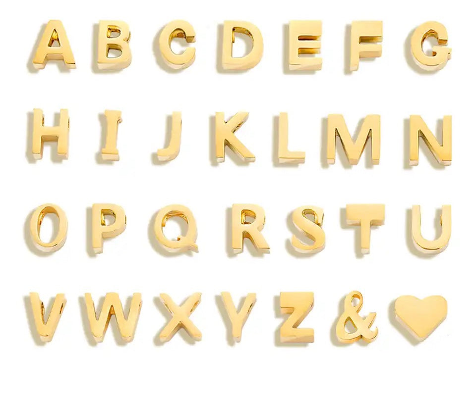 pendentif alphabet et symboles couleur or pour bijoux personnalisables